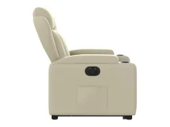 Poltrona Confortável | Poltrona reclinável elevatória elétrica couro artificial creme SHL34626