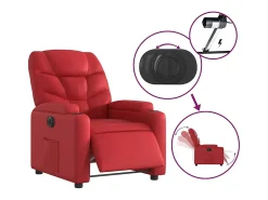 Poltrona Confortável | Poltrona reclinável elétrica couro artificial vermelho SHL522909