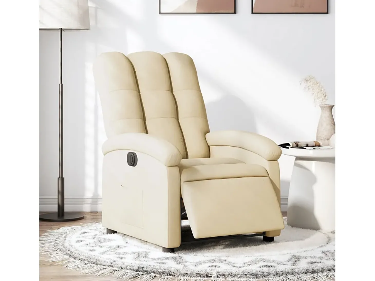 Poltrona Confortável | Poltrona reclinável elétrica tecido cor creme SHL479140