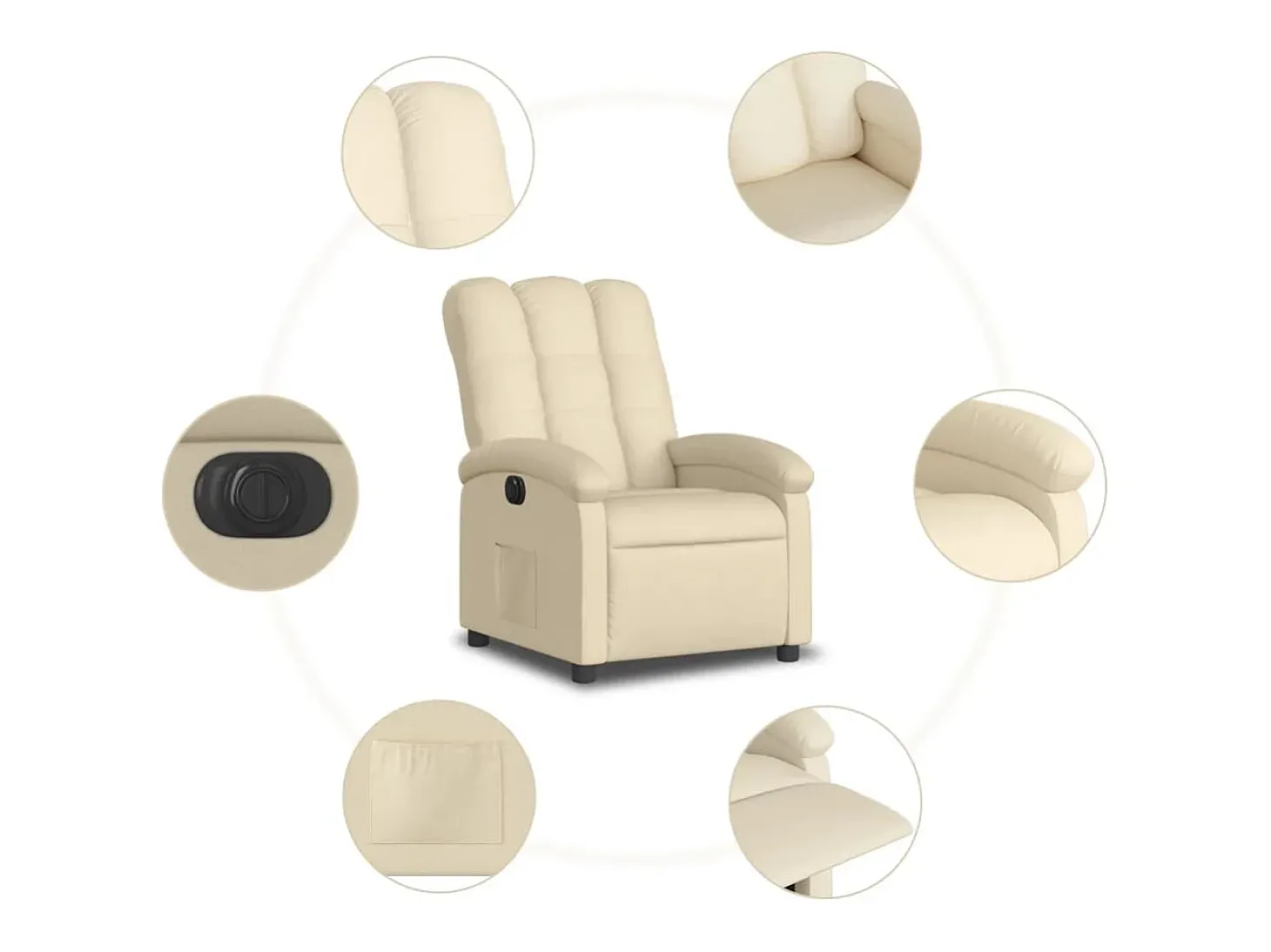 Poltrona Confortável | Poltrona reclinável elétrica tecido cor creme SHL479140