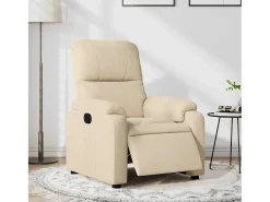 Poltrona Confortável | Poltrona reclinável elétrica tecido de microfibra cor creme SHL42211