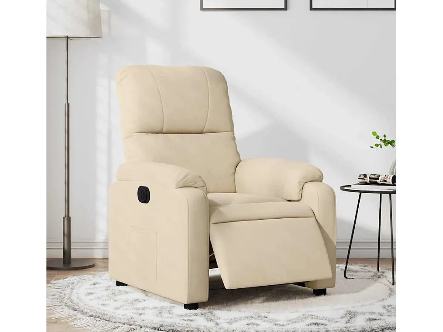 Poltrona Confortável | Poltrona reclinável elétrica tecido de microfibra cor creme SHL42211