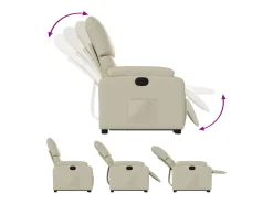 Poltrona Confortável | Poltrona reclinável elevatória couro artificial cor creme SHL735885