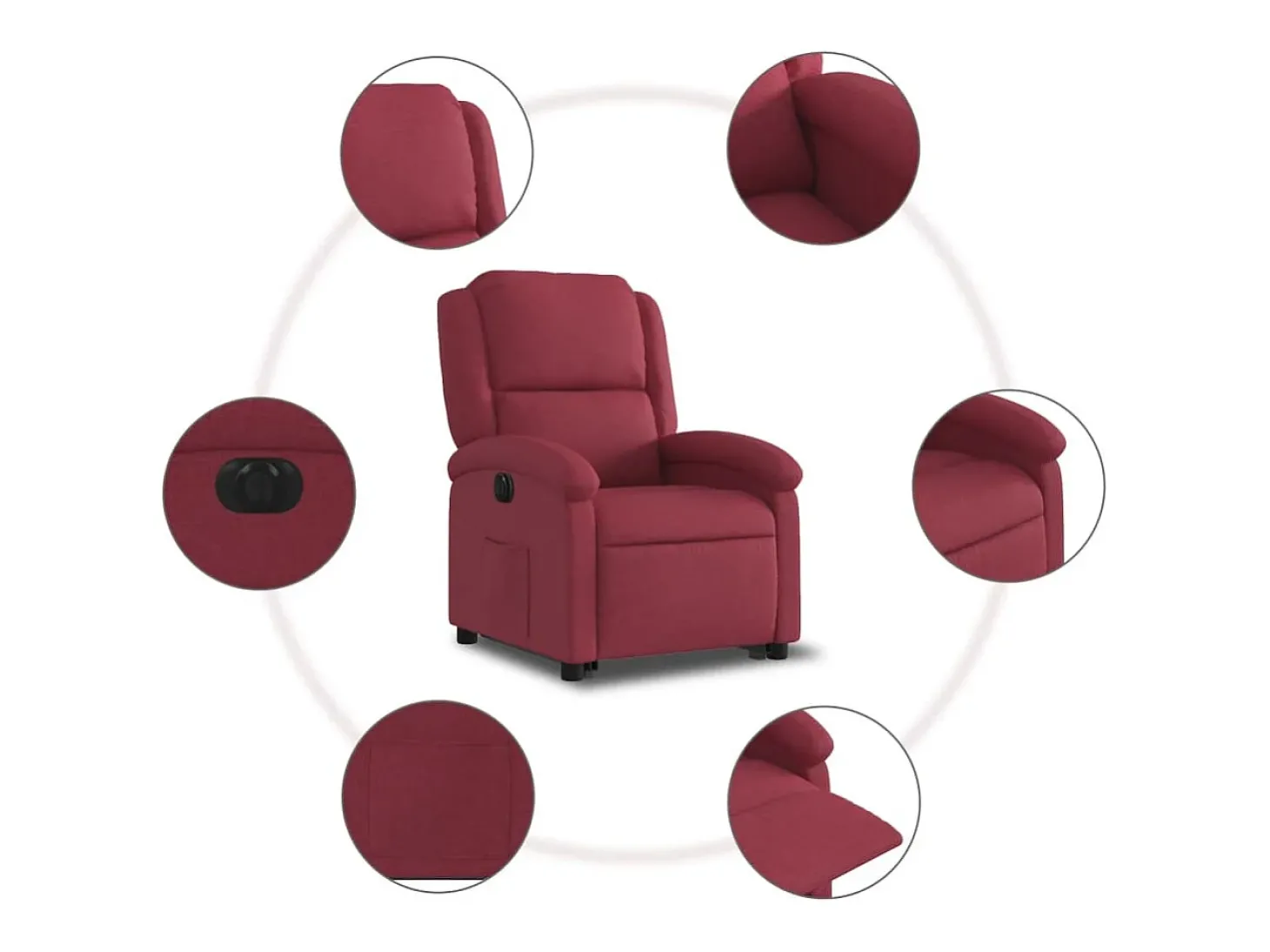 Poltrona Confortável | Poltrona reclinável elevatória elétrica tecido vermelho-tinto SHL175589