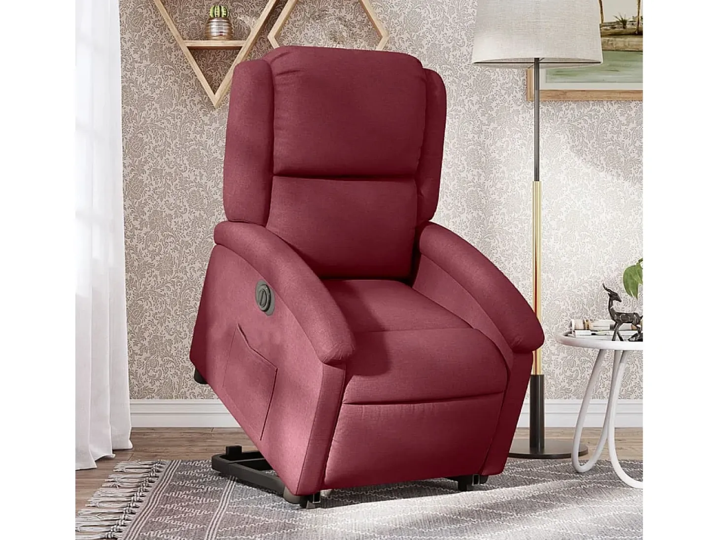 Poltrona Confortável | Poltrona reclinável elevatória elétrica tecido vermelho-tinto SHL175589