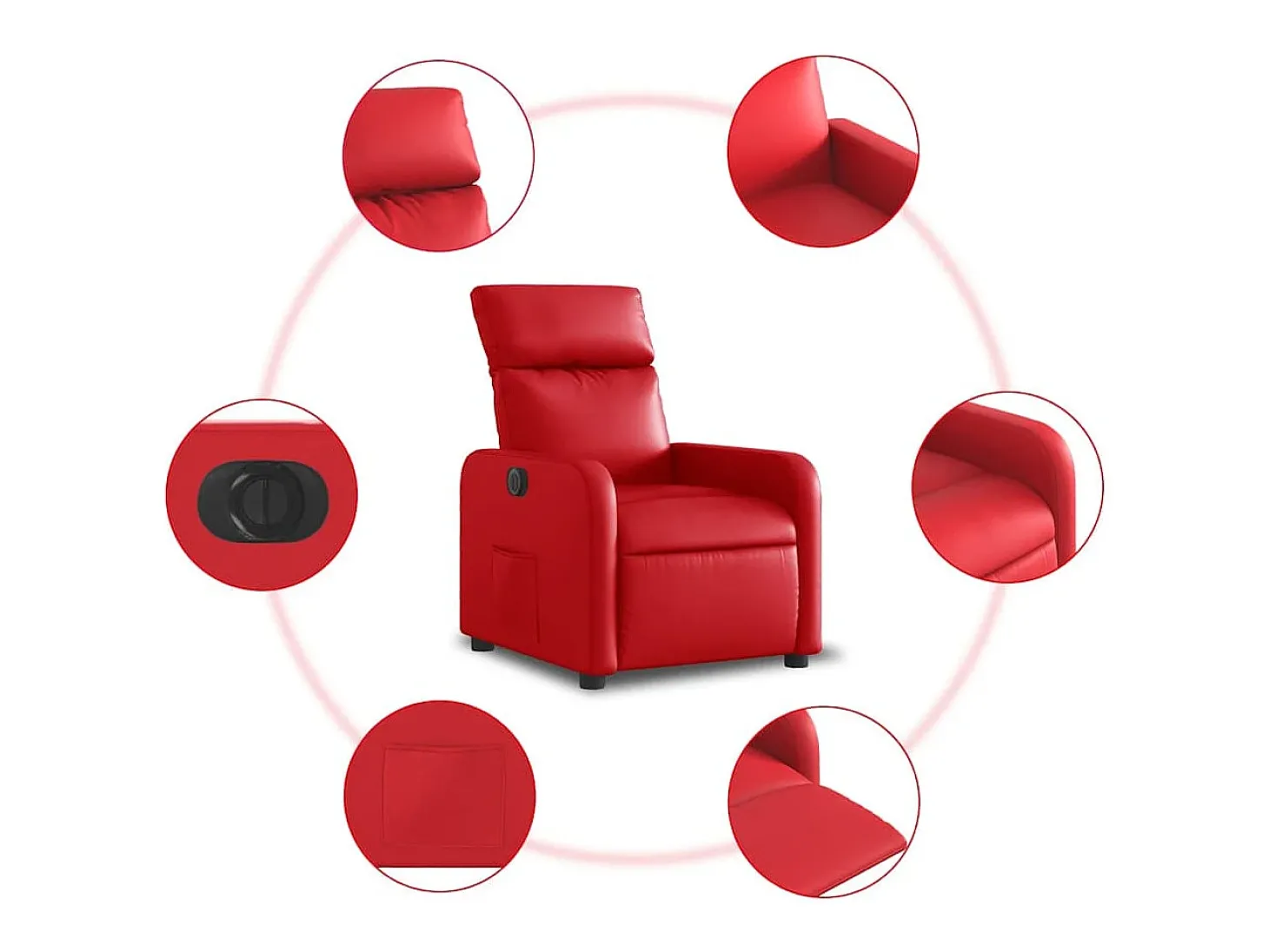Poltrona Confortável | Poltrona reclinável elétrica couro artificial vermelho SHL636142
