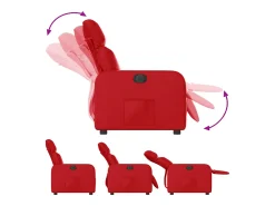 Poltrona Confortável | Poltrona reclinável elétrica couro artificial vermelho SHL636142