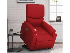 Poltrona Confortável | Poltrona reclinável elevatória elétrica couro artif. vermelho SHL468315