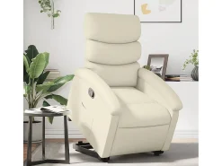 Poltrona Confortável | Poltrona reclinável elevatória couro artificial cor creme SHL822826