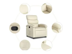 Poltrona Confortável | Poltrona reclinável elevatória couro artificial cor creme SHL822826
