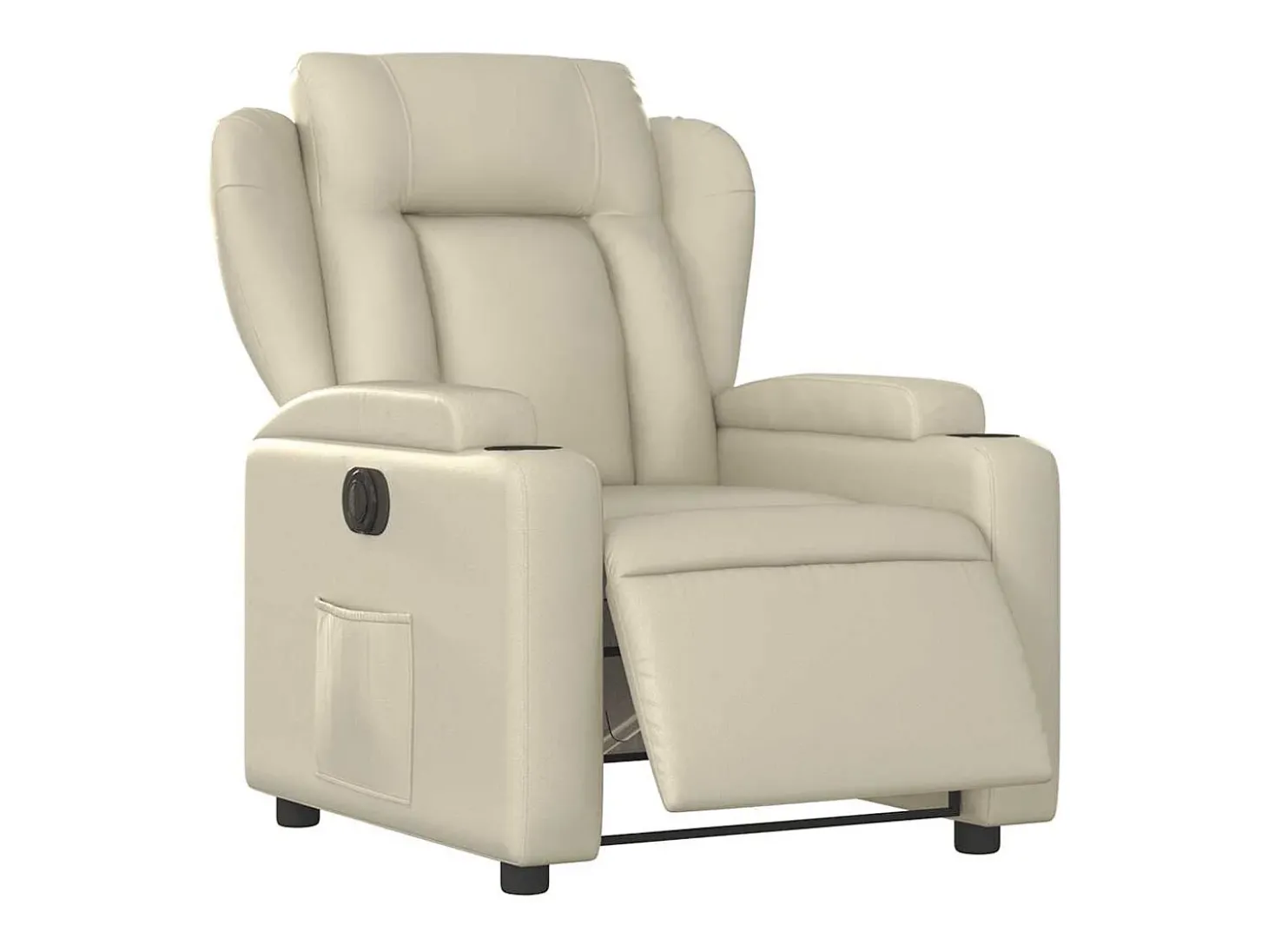 Poltrona Confortável | Poltrona reclinável elétrica couro artificial cor creme SHL50830
