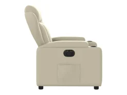 Poltrona Confortável | Poltrona reclinável elétrica couro artificial cor creme SHL50830