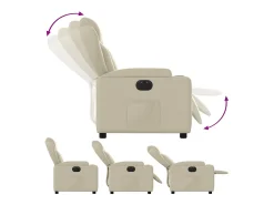 Poltrona Confortável | Poltrona reclinável elétrica couro artificial cor creme SHL50830