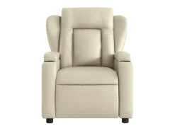 Poltrona Confortável | Poltrona reclinável elétrica couro artificial cor creme SHL50830