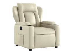 Poltrona Confortável | Poltrona reclinável elétrica couro artificial cor creme SHL50830