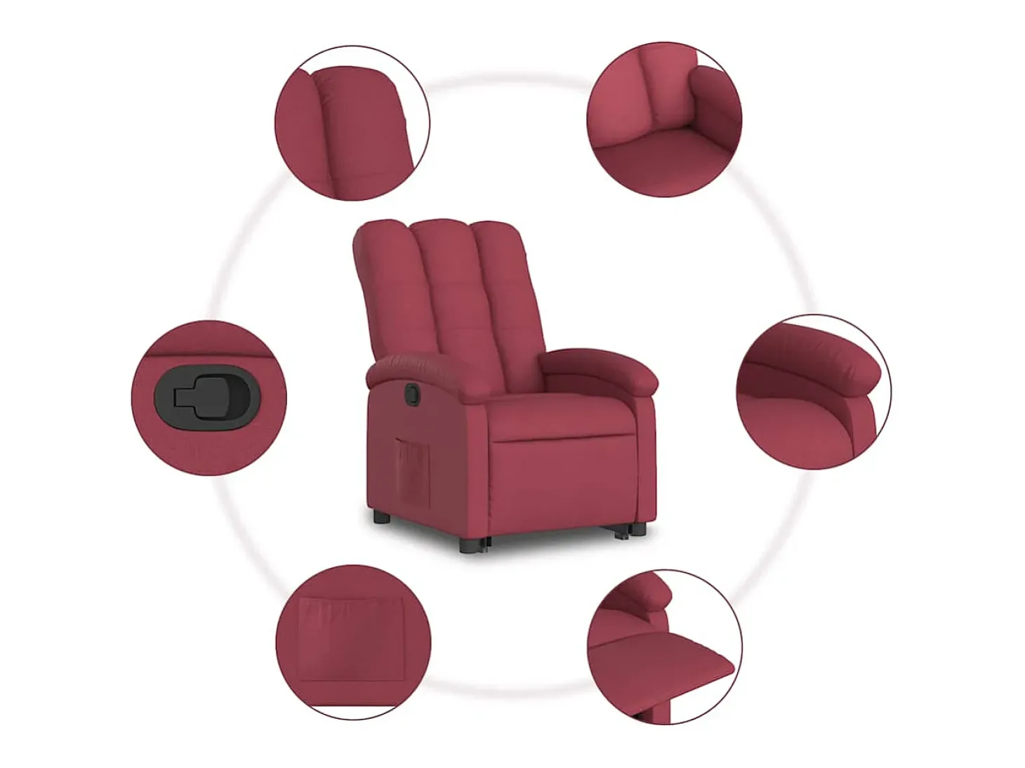 Poltrona Confortável | Poltrona reclinável elevatória tecido vermelho tinto SHL504743