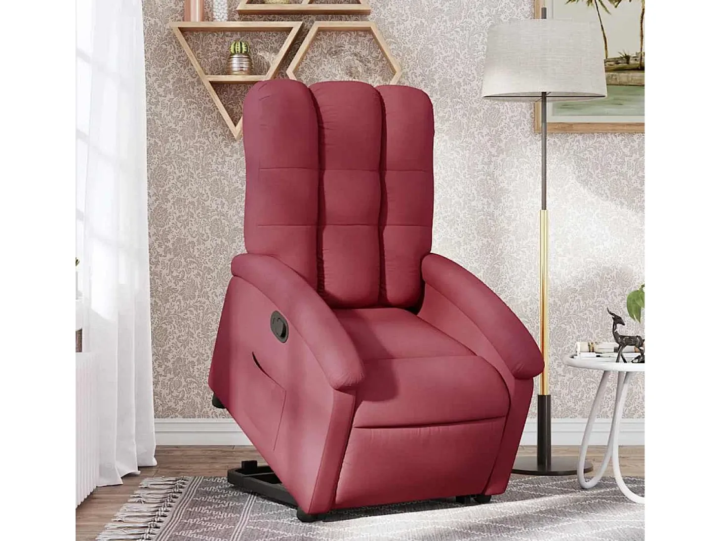 Poltrona Confortável | Poltrona reclinável elevatória tecido vermelho tinto SHL504743