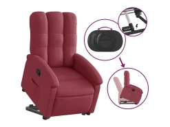 Poltrona Confortável | Poltrona reclinável elevatória tecido vermelho tinto SHL504743