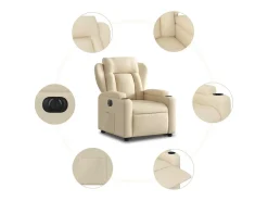 Poltrona Confortável | Poltrona reclinável elevatória elétrica tecido cor creme SHL627991