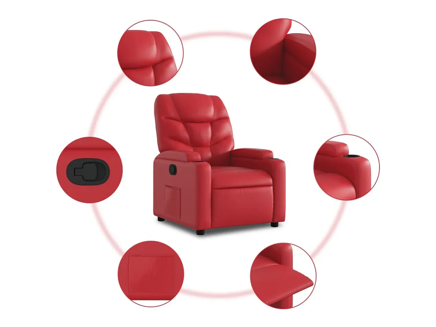 Poltrona Confortável | Poltrona reclinável elevatória couro artificial vermelho SHL881562