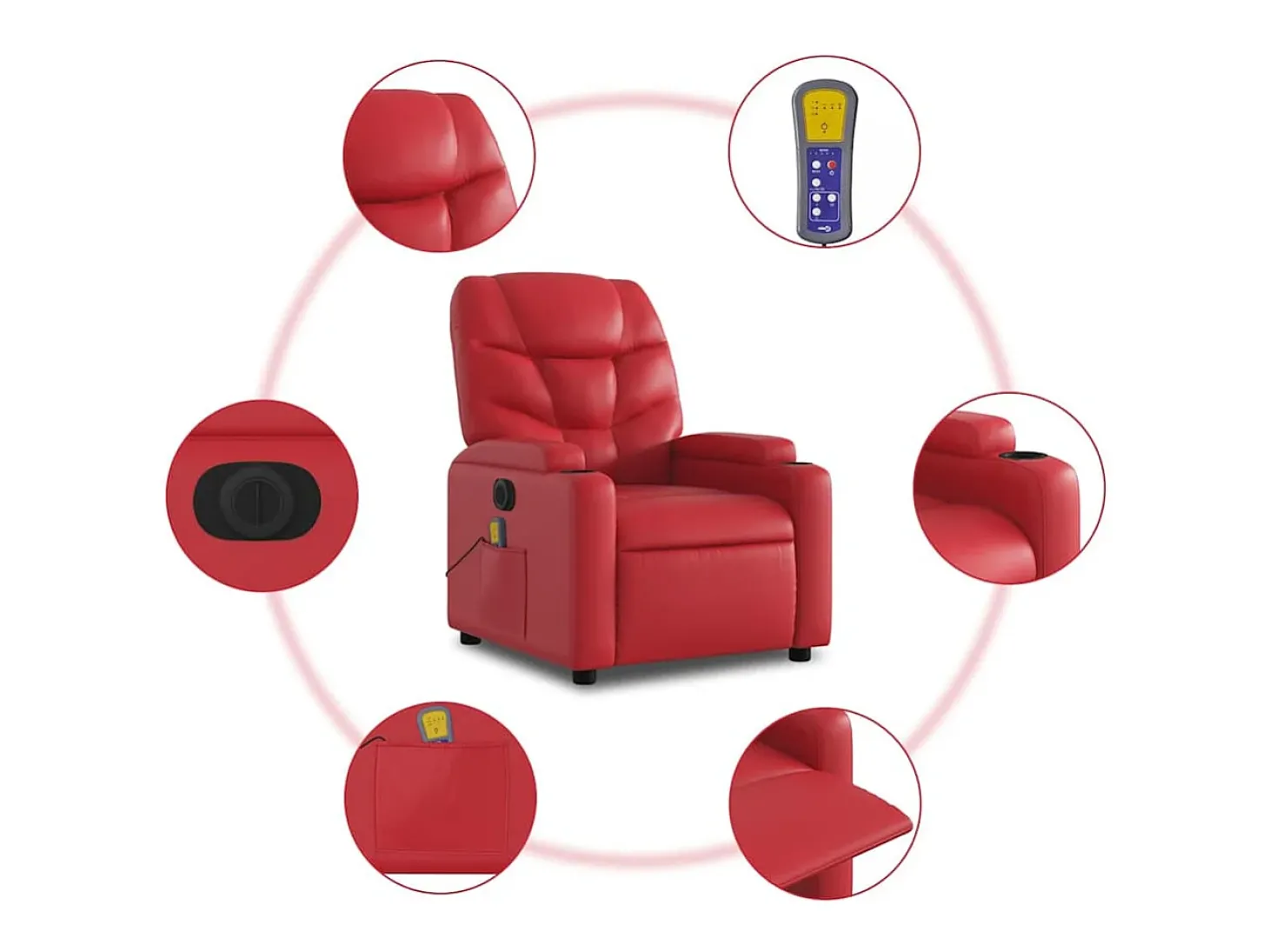 Poltrona Confortável | Poltrona reclinável elevatória elétrica couro artif. vermelho SHL53595
