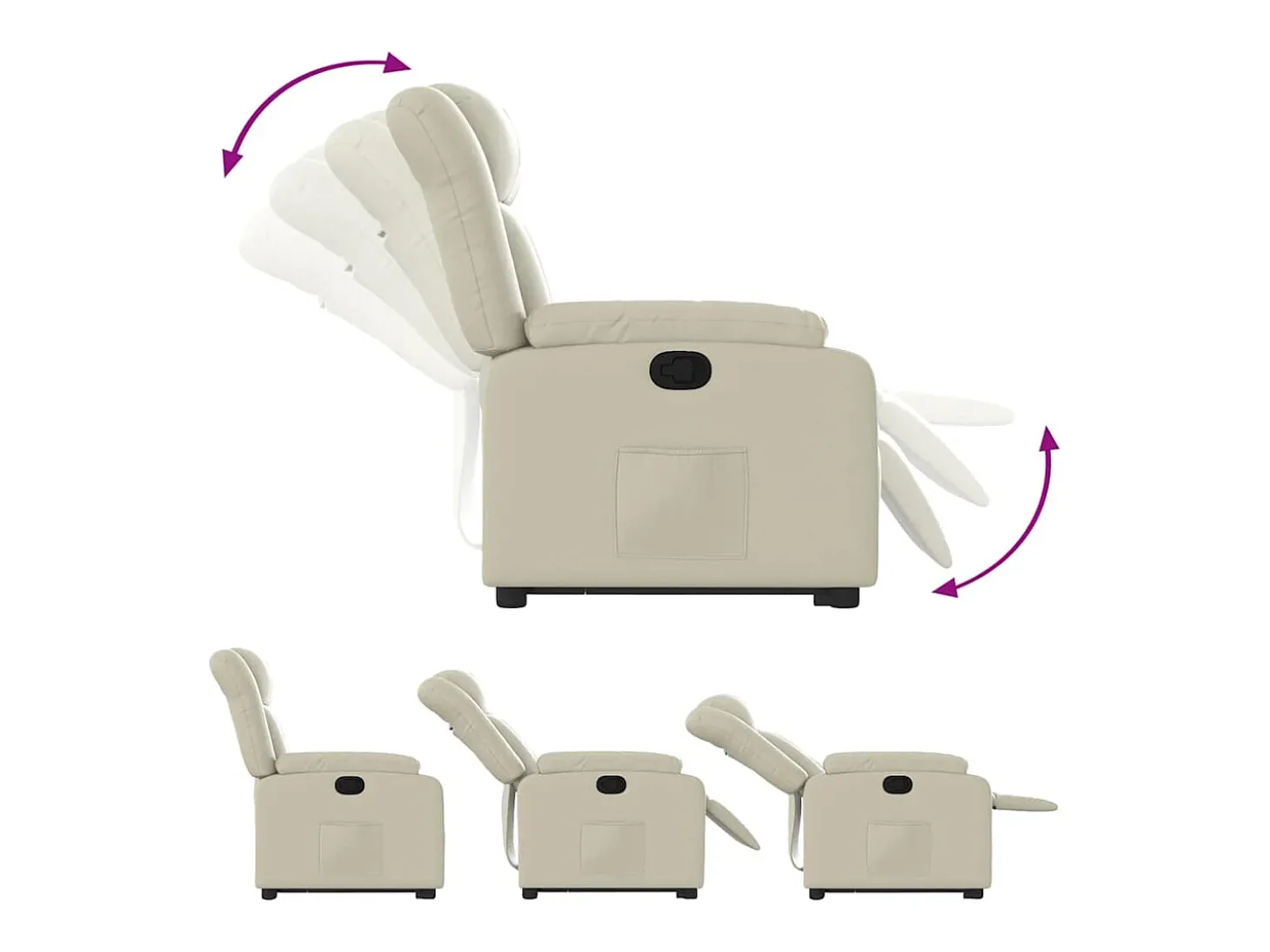 Poltrona Confortável | Poltrona reclinável elevatória couro artificial cor creme SHL570320