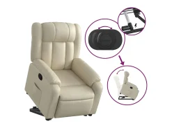 Poltrona Confortável | Poltrona reclinável elevatória couro artificial cor creme SHL570320