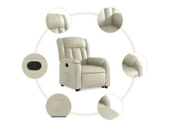 Poltrona Confortável | Poltrona reclinável elevatória couro artificial cor creme SHL570320