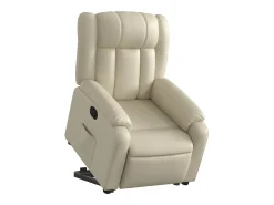 Poltrona Confortável | Poltrona reclinável elevatória couro artificial cor creme SHL570320