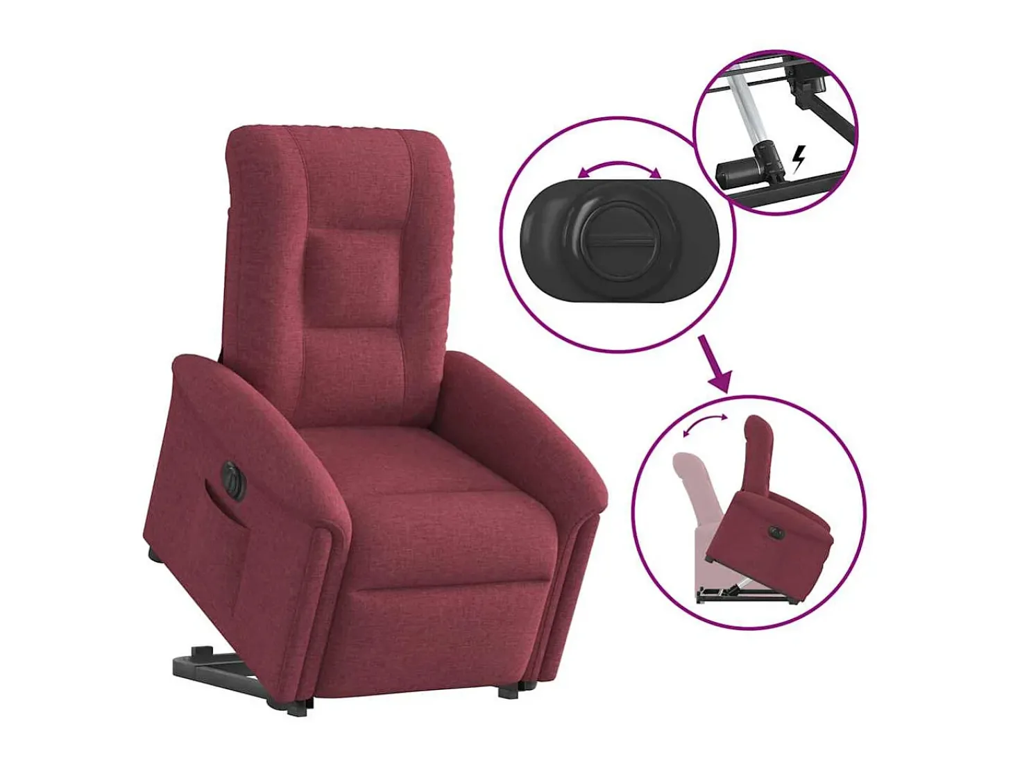 Poltrona Confortável | Poltrona reclinável elevatória elétrica tecido vermelho-tinto SHL702008