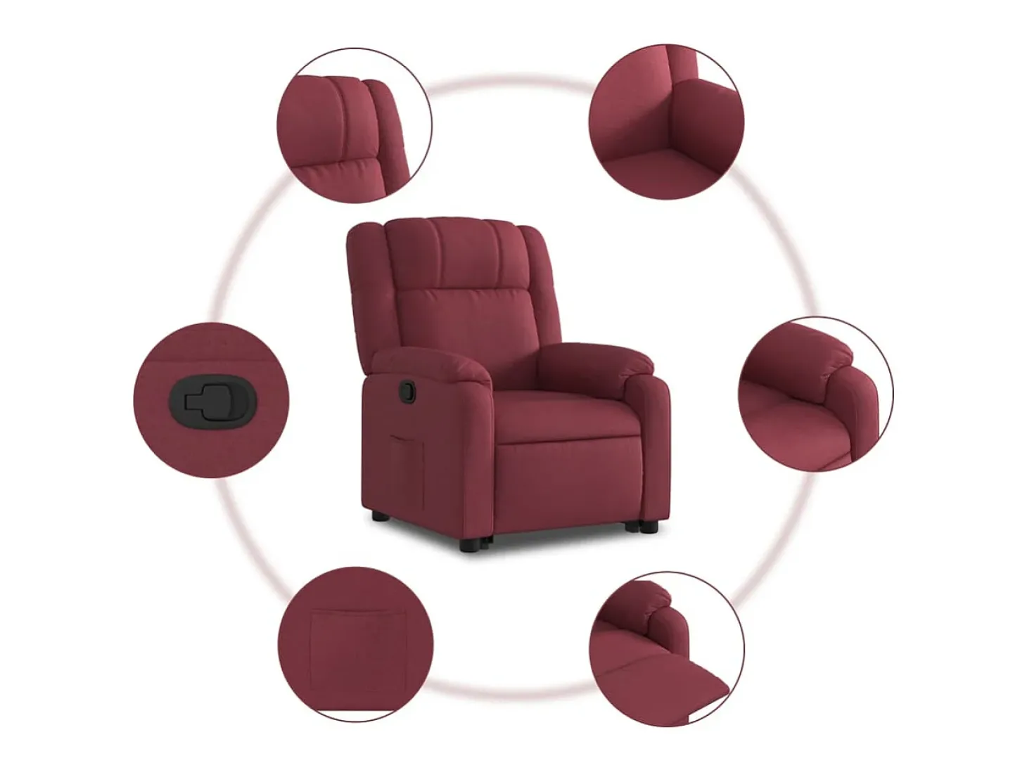 Poltrona Confortável | Poltrona reclinável elevatória tecido vermelho tinto SHL826248