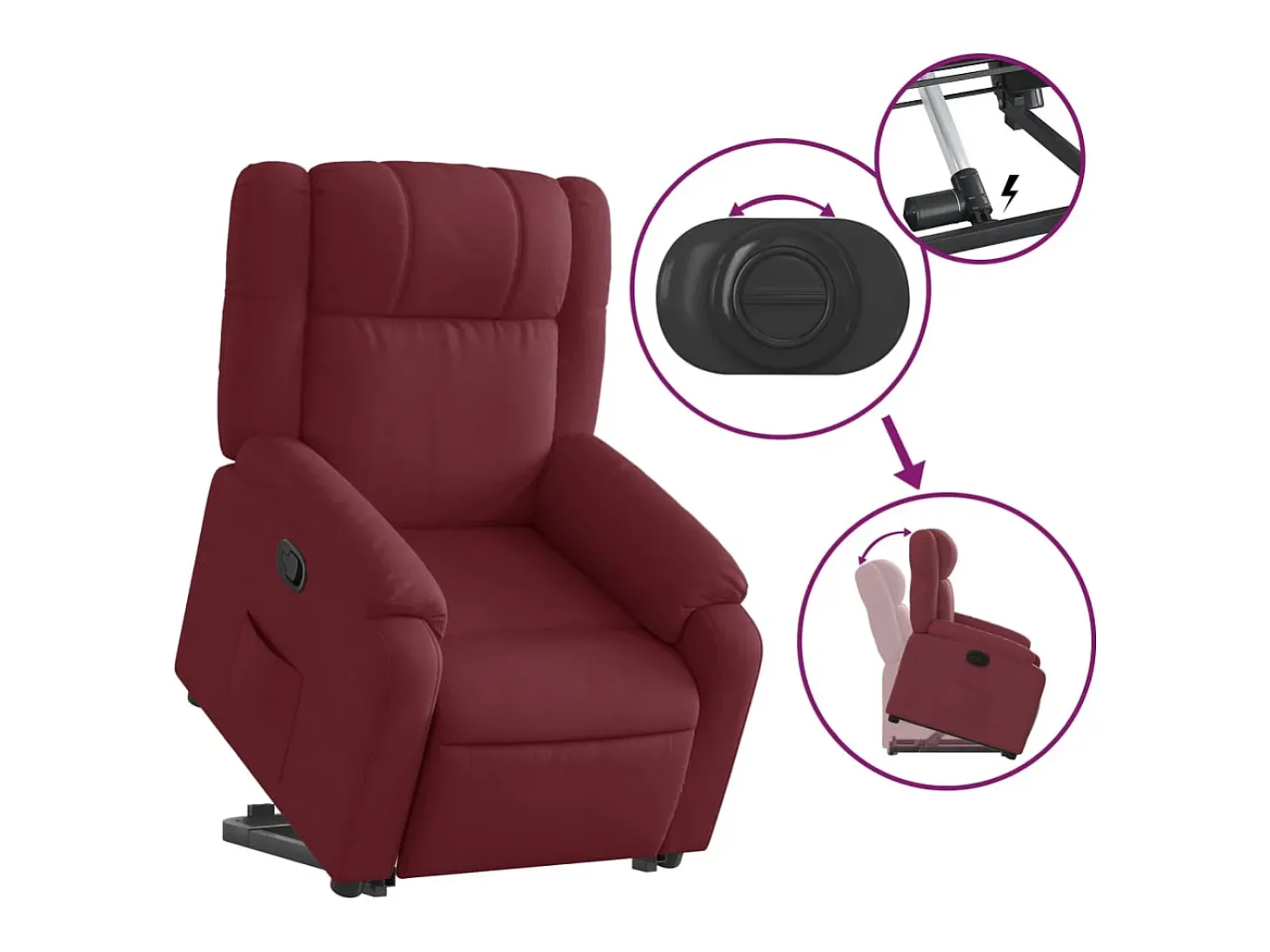 Poltrona Confortável | Poltrona reclinável elevatória tecido vermelho tinto SHL826248