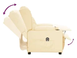 Poltrona Confortável | Poltrona reclinável elétrica couro artificial cor creme SHL329878