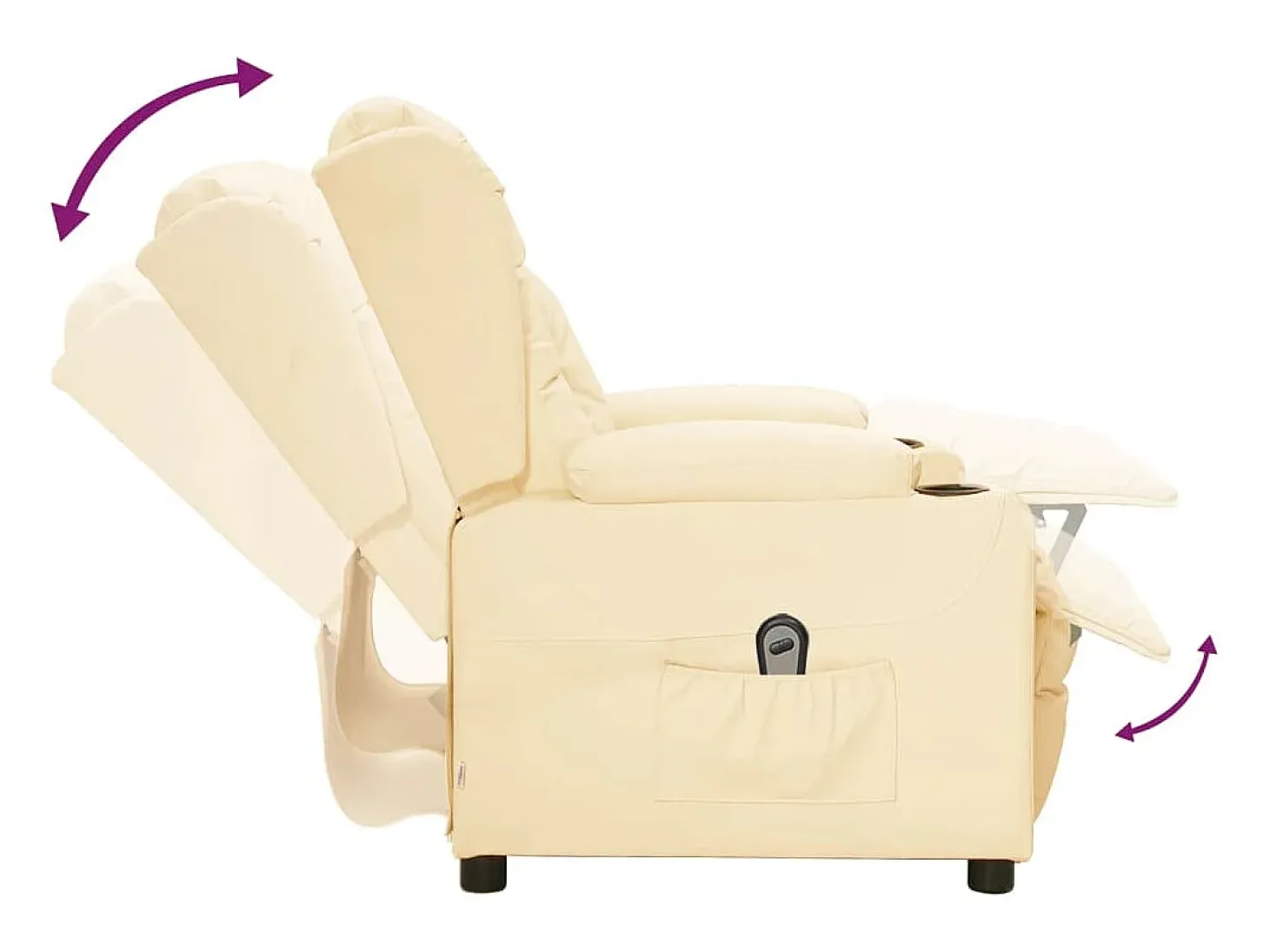 Poltrona Confortável | Poltrona reclinável elétrica couro artificial cor creme SHL329878
