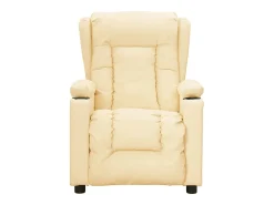 Poltrona Confortável | Poltrona reclinável elétrica couro artificial cor creme SHL329878
