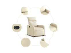 Poltrona Confortável | Poltrona reclinável elevatória elétrica tecido cor creme SHL152295