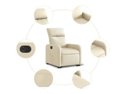Poltrona Confortável | Poltrona reclinável elevatória elétrica tecido cor creme SHL152295