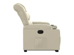 Poltrona Confortável | Poltrona reclinável elevatória couro artificial cor creme SHL653755
