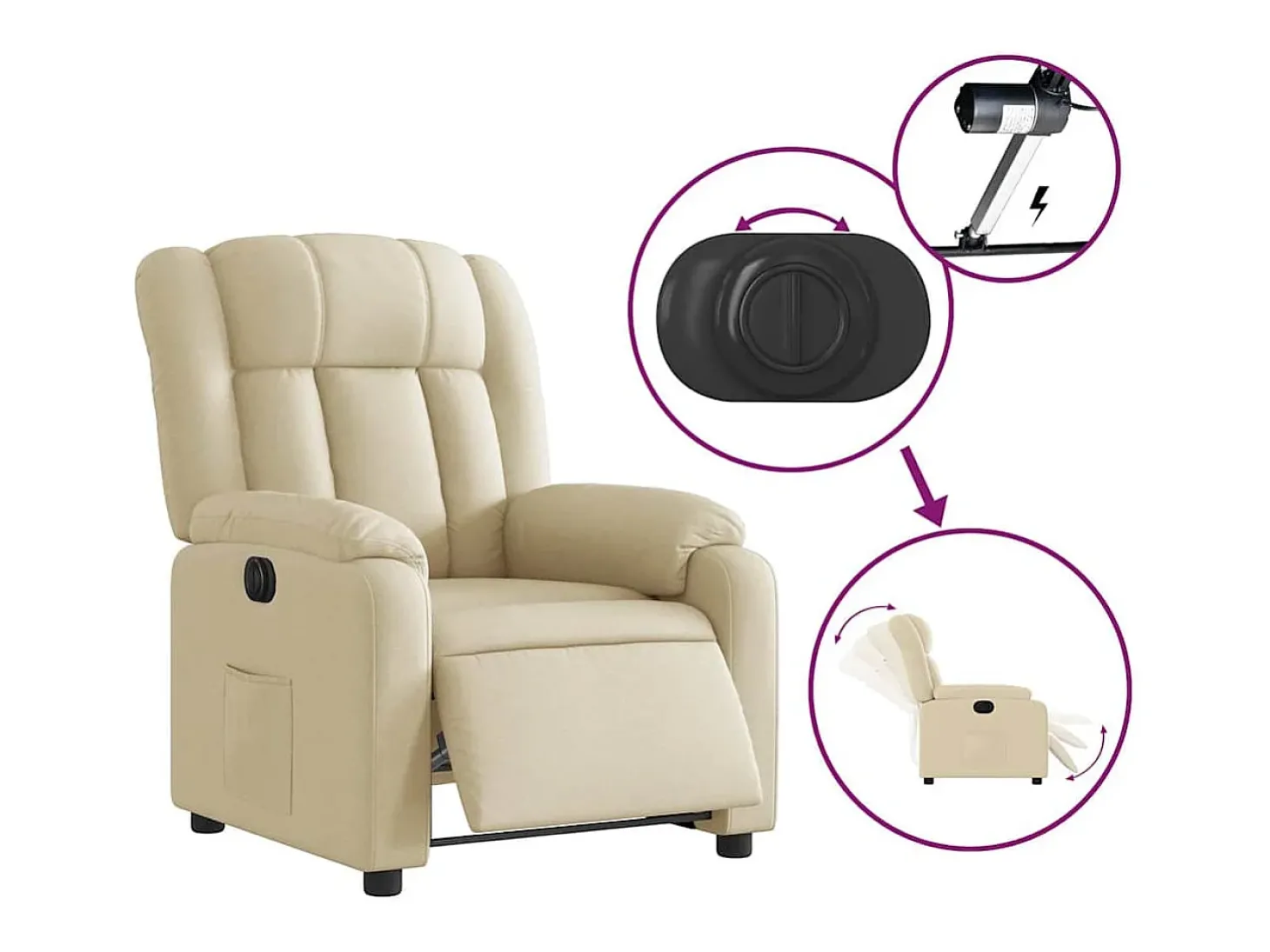 Poltrona Confortável | Poltrona reclinável elétrica tecido cor creme SHL389614