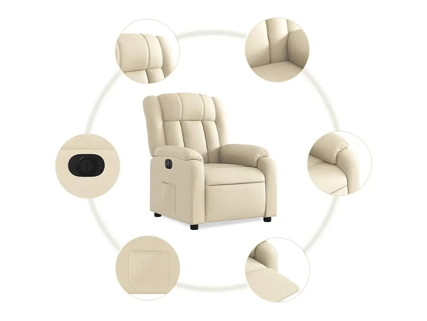 Poltrona Confortável | Poltrona reclinável elétrica tecido cor creme SHL389614