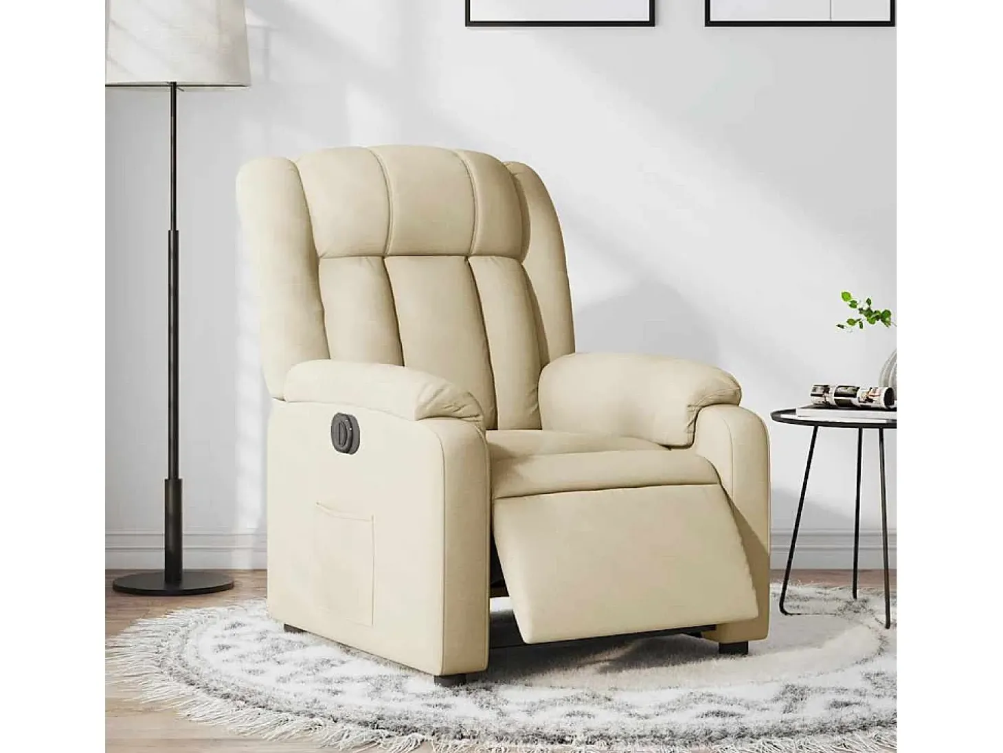 Poltrona Confortável | Poltrona reclinável elétrica tecido cor creme SHL389614