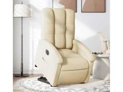 Poltrona Confortável | Poltrona reclinável elevatória elétrica tecido cor creme SHL451929