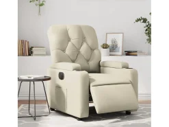 Poltrona Confortável | Poltrona reclinável elétrica couro artificial cor creme SHL137169
