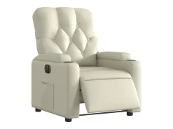 Poltrona Confortável | Poltrona reclinável elétrica couro artificial cor creme SHL137169
