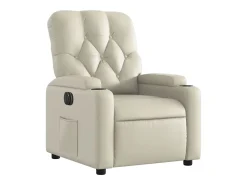 Poltrona Confortável | Poltrona reclinável elétrica couro artificial cor creme SHL137169