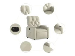 Poltrona Confortável | Poltrona reclinável elétrica couro artificial cor creme SHL137169