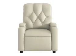 Poltrona Confortável | Poltrona reclinável elétrica couro artificial cor creme SHL137169