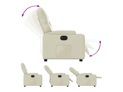 Poltrona Confortável | Poltrona reclinável elétrica couro artificial cor creme SHL137169