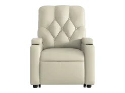 Poltrona Confortável | Poltrona reclinável elevatória couro artificial cor creme SHL741925