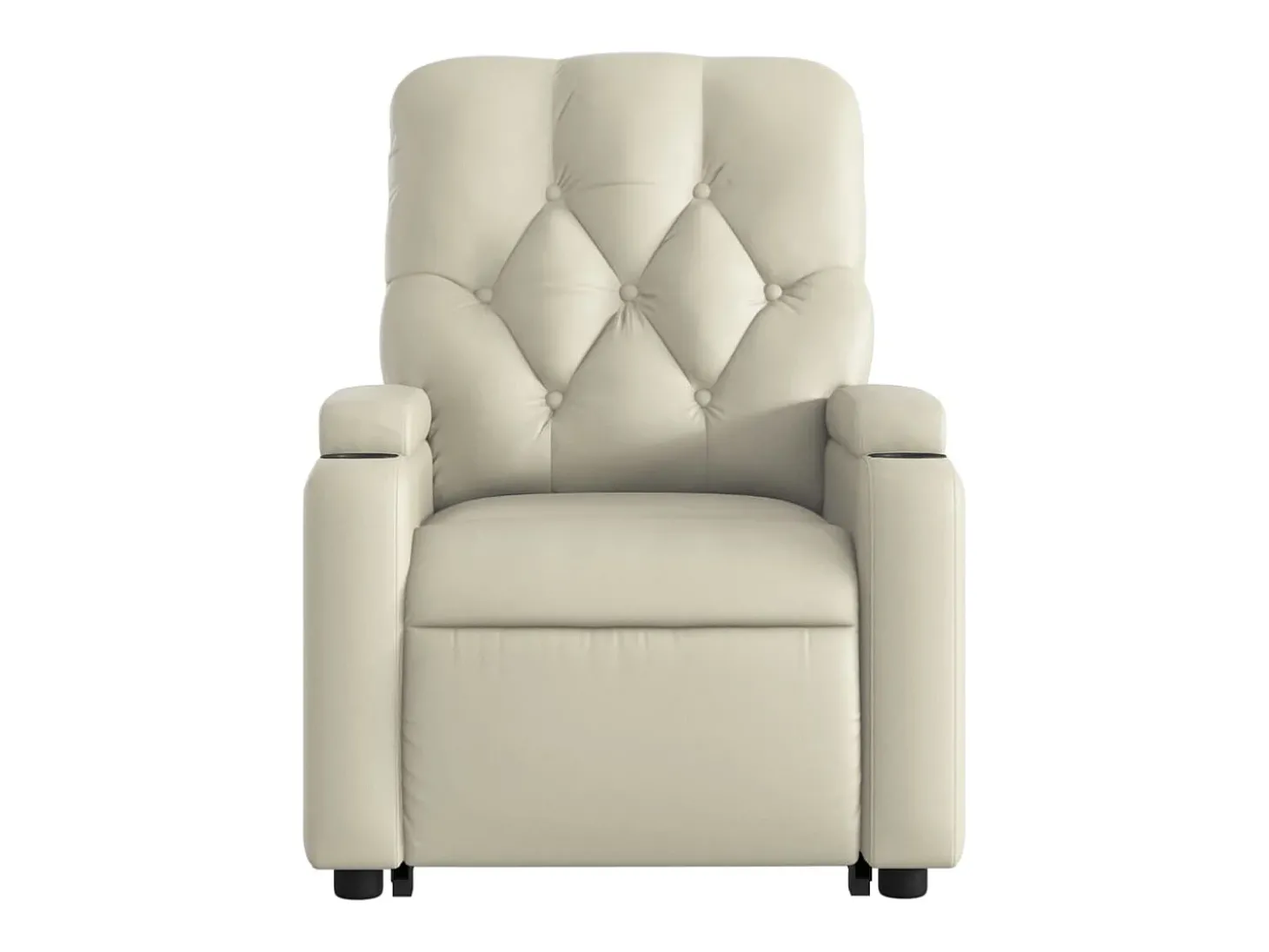 Poltrona Confortável | Poltrona reclinável elevatória couro artificial cor creme SHL741925